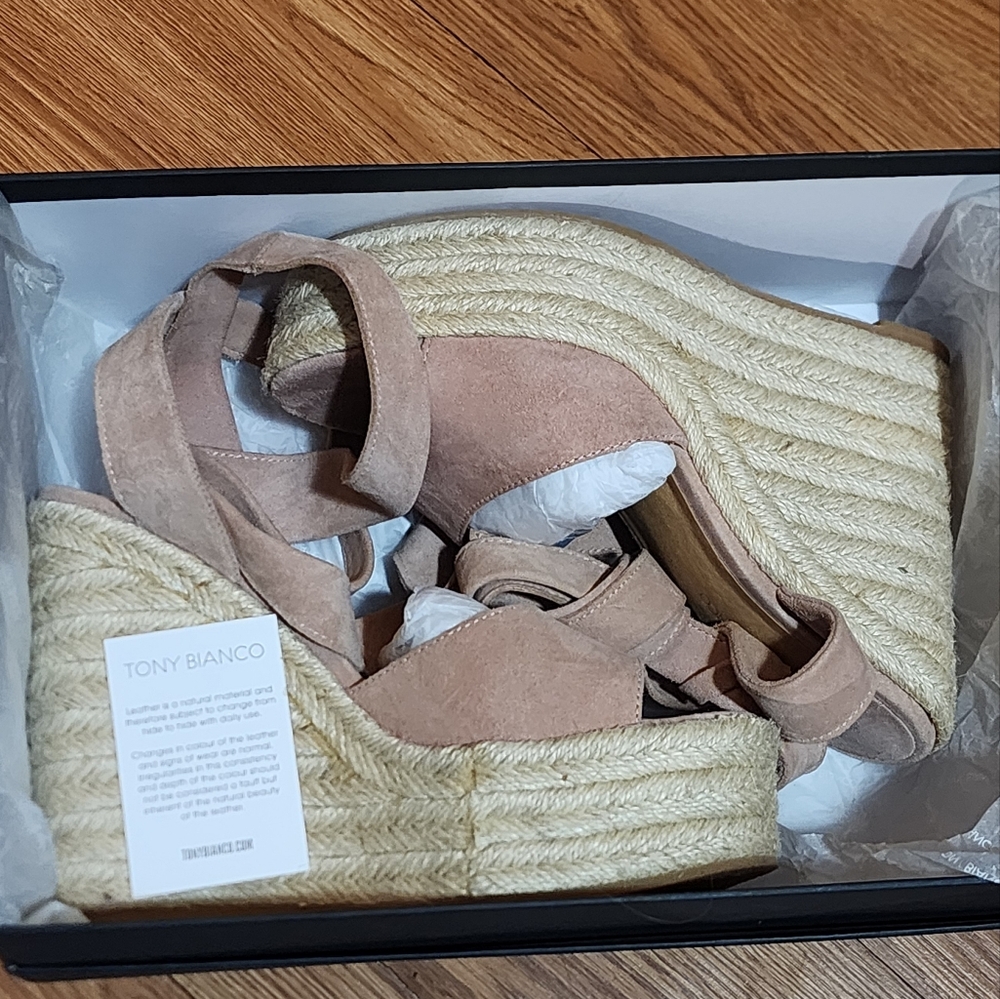 Blush Kid Suede Wedges Tony Bianco Style- Barca - Picture 2 of 6